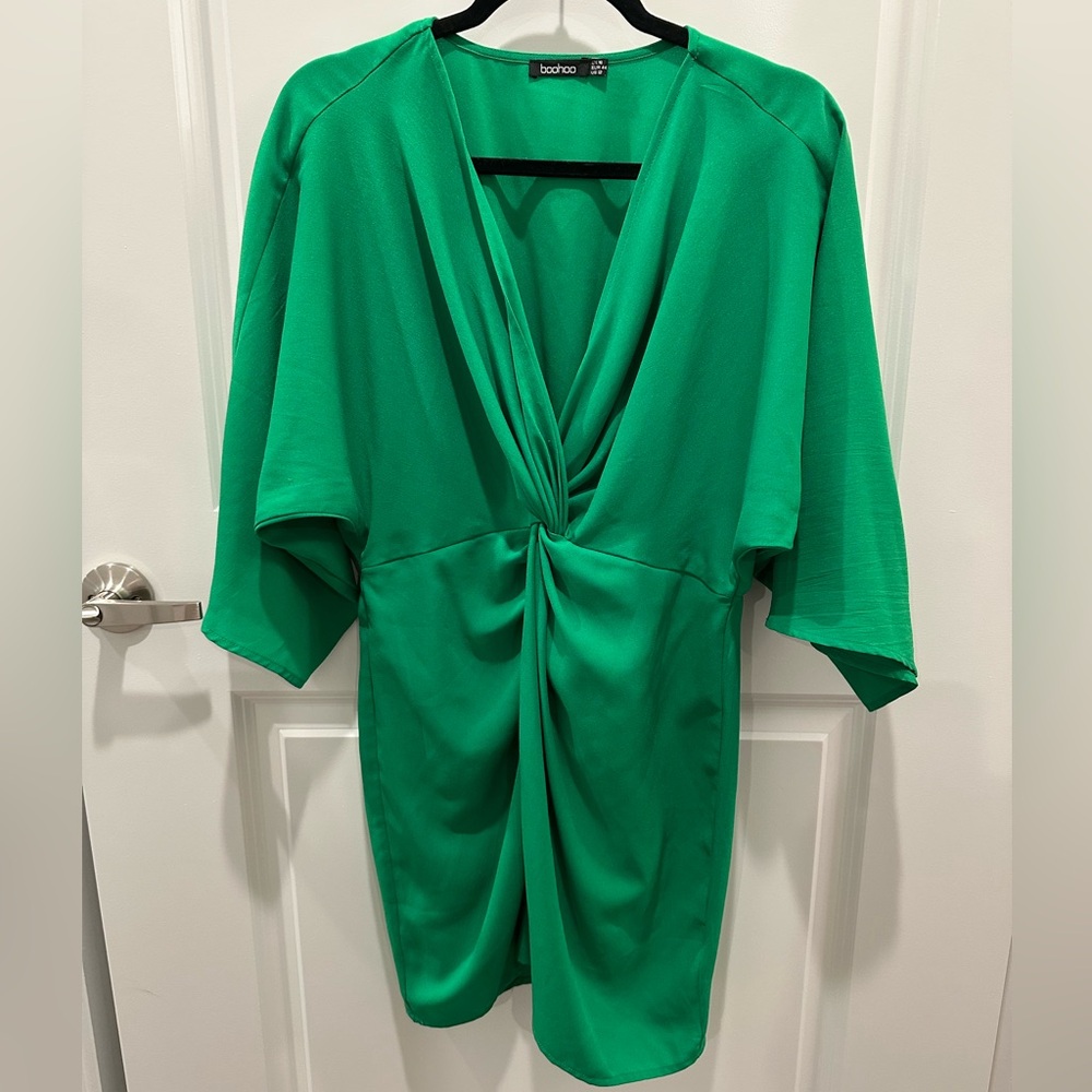 GREEN TWIST DRESS - BOOHOO - SIZE 12